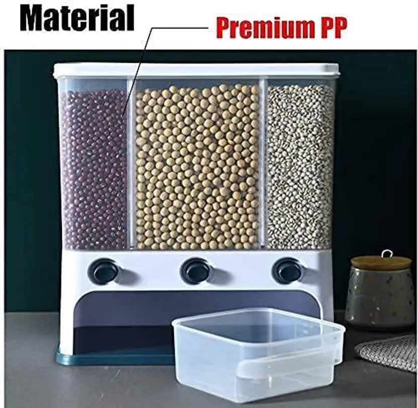 3-in-1 Cereal Dispenser with Push Button | Easy-Flow Wall Mountable Dry Food Storage