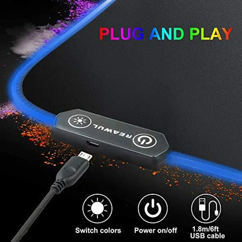 STORITE RGB Gaming Mouse Pad with 14 LED Lighting Modes Large Extended Soft 80x30 mm Non Slip Base Mousepad  (Black)