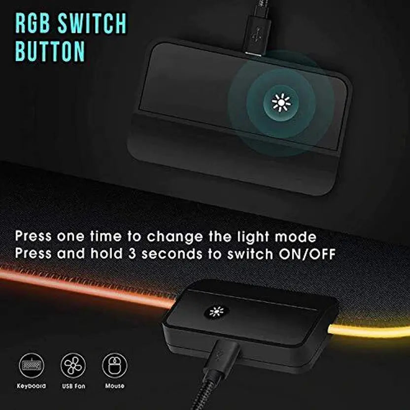 STORITE RGB Gaming Mouse Pad with 14 LED Lighting Modes Large Extended Soft 80x30 mm Non Slip Base Mousepad  (Black)