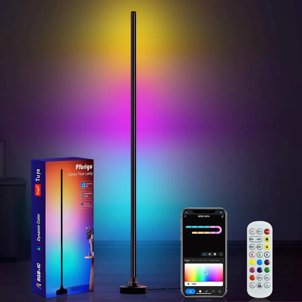 RGB LED Smart Corner Floor Lamp – 16M Colors, Music Sync & App Control (122 cm)