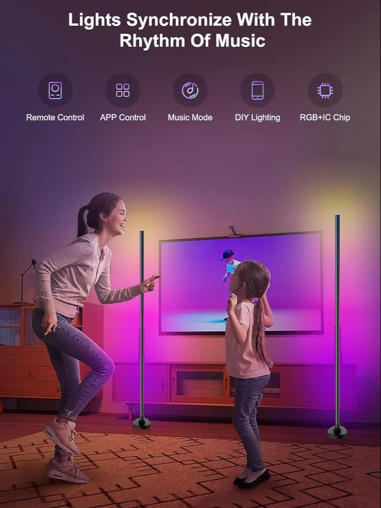 RGB LED Smart Corner Floor Lamp – 16M Colors, Music Sync & App Control (122 cm)