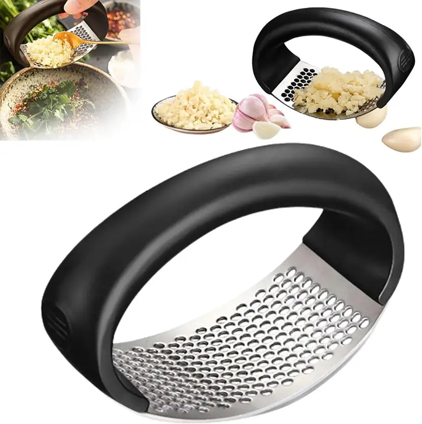 WHALECRAFT Curved Garlic Crusher Garlic Press  (Black)