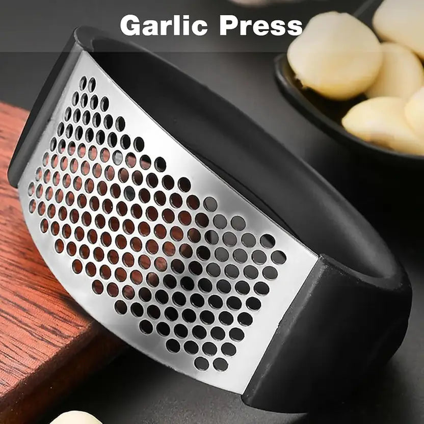 WHALECRAFT Curved Garlic Crusher Garlic Press  (Black)