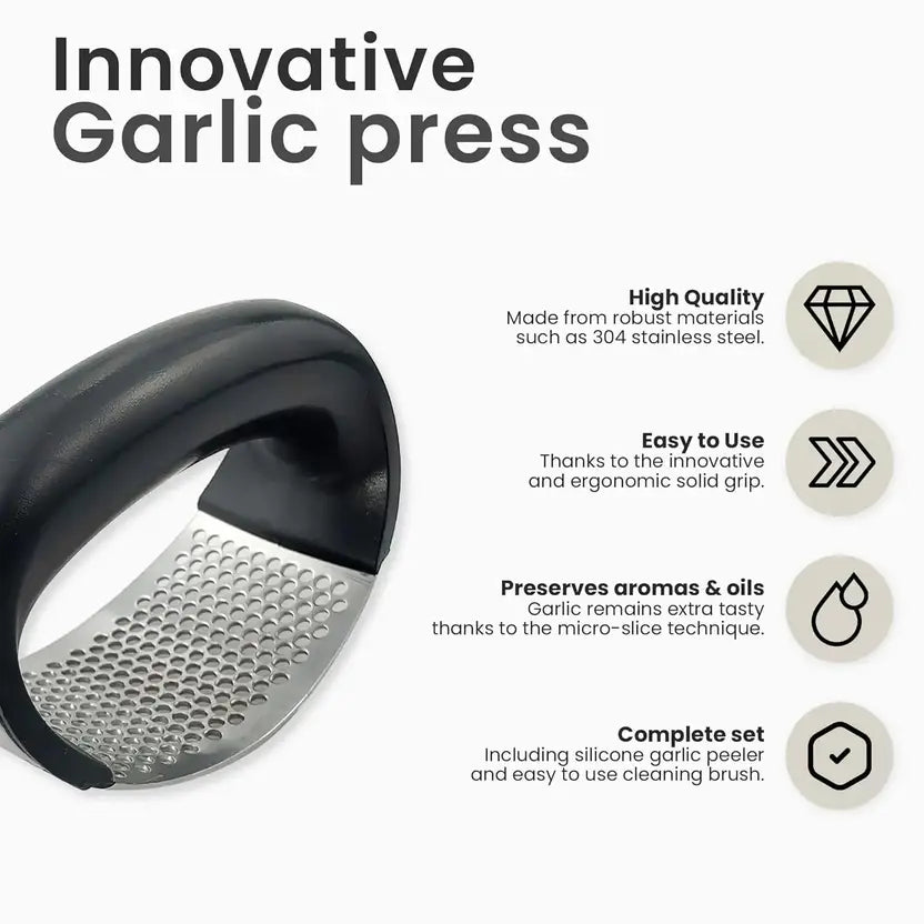 WHALECRAFT Curved Garlic Crusher Garlic Press  (Black)
