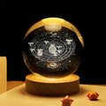 Crystal Ball Night Light with Wooden Base – 3D Laser Galaxy LED Lamp, 7-Color Dimmable & Rechargeable