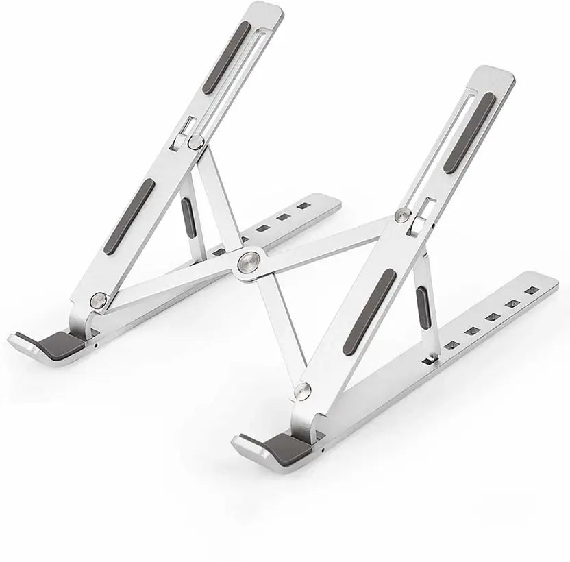 Prefect workmate Height Adjustable Aluminum Foldable Compatible Size10-15.6” Aluminium Desk Stand Laptop Stand with Adjustable Height Compatible with Universal Laptops  (Silver)