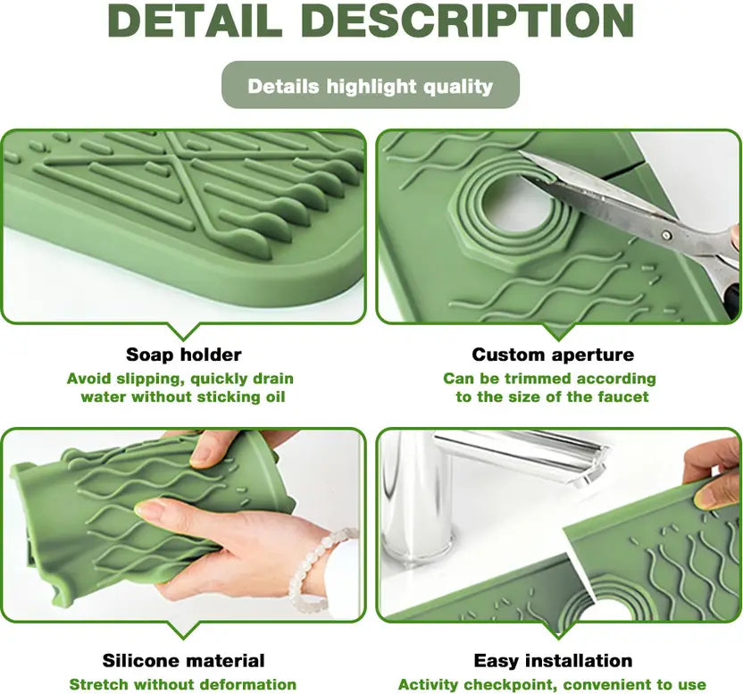 Silicone Sink Splash Guard & Faucet Drip Mat – Anti-Slip.