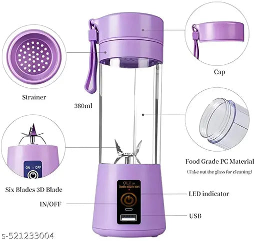 Portable USB Electric Juicer – 500ml Rechargeable Mini Blender for Smoothies & Shakes